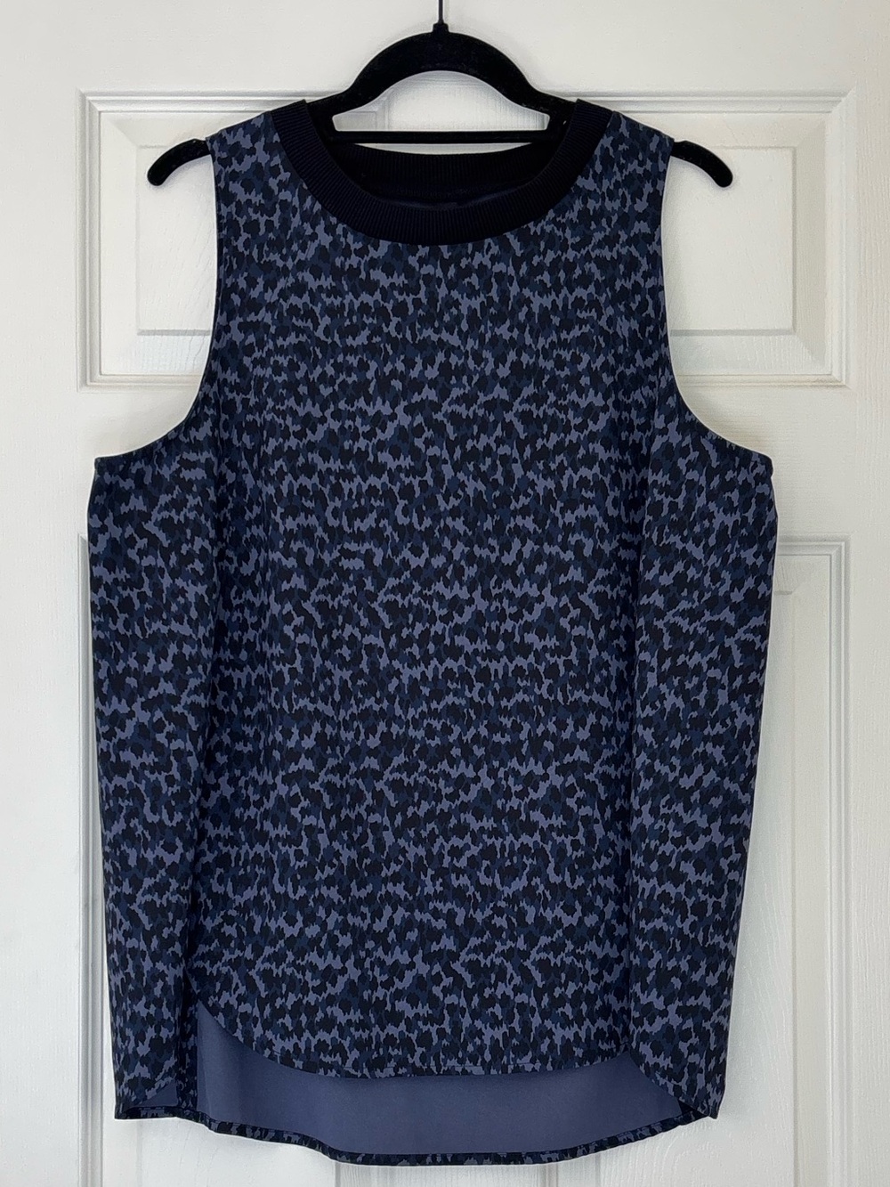 Athleta Zephyr Refined Leopard Print Tank Top with Curved Bottom